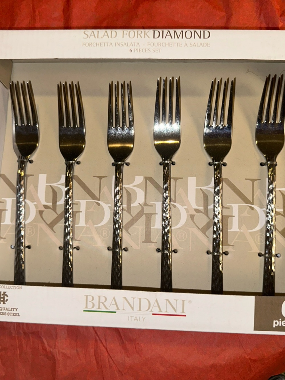 Hammered Salad Forks - Polished Silver (6-Piece Set)